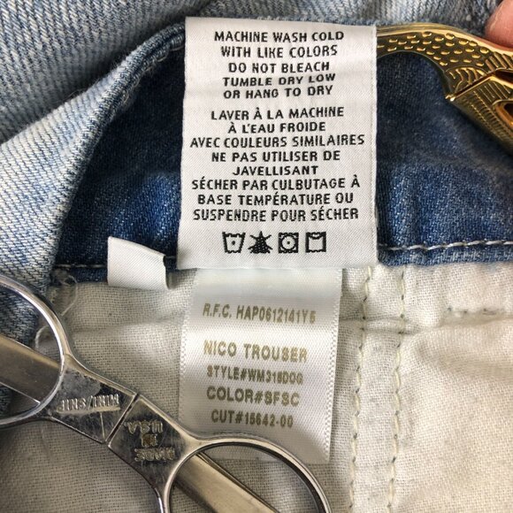 Hudson Womens Nico Midrise Blue Trousers Jeans Sz 30 Wide Leg Linen Blend - Picture 7 of 12